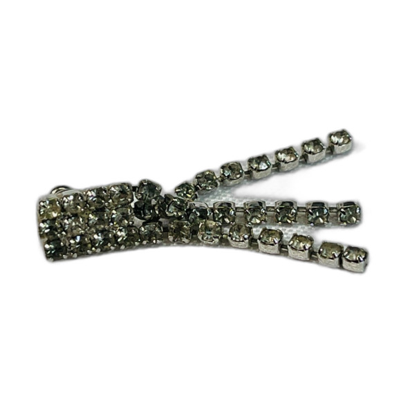 Vintage Rhinestone Dangle Earrings Pierced Silver Tone - Picture 4 of 6